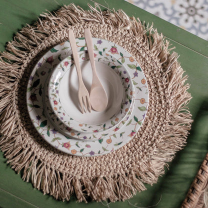 Set of round 45 cm raffia placemats, handcrafted AMBON design