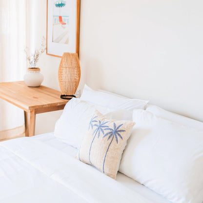 ANARKA Cotton Cushion Cover – Boho Palm Tree Embroidered Pillow - CozyVibe.eu