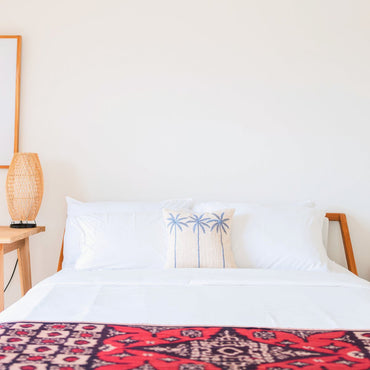 ANARKA Cotton Cushion Cover – Boho Palm Tree Embroidered Pillow - CozyVibe.eu