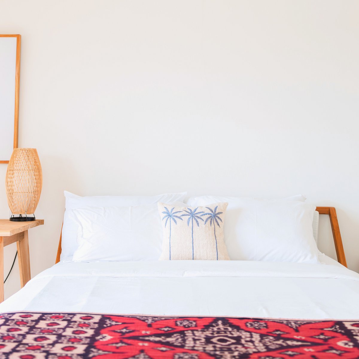 ANARKA cotton cushion cover, embroidered palm pillow for bedroom styling