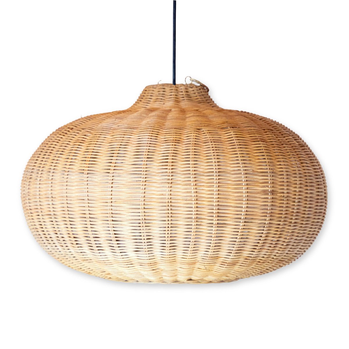 ANJANI Large Rattan Lampshade – Handmade Boho Pendant Light 56 cm - CozyVibe.eu