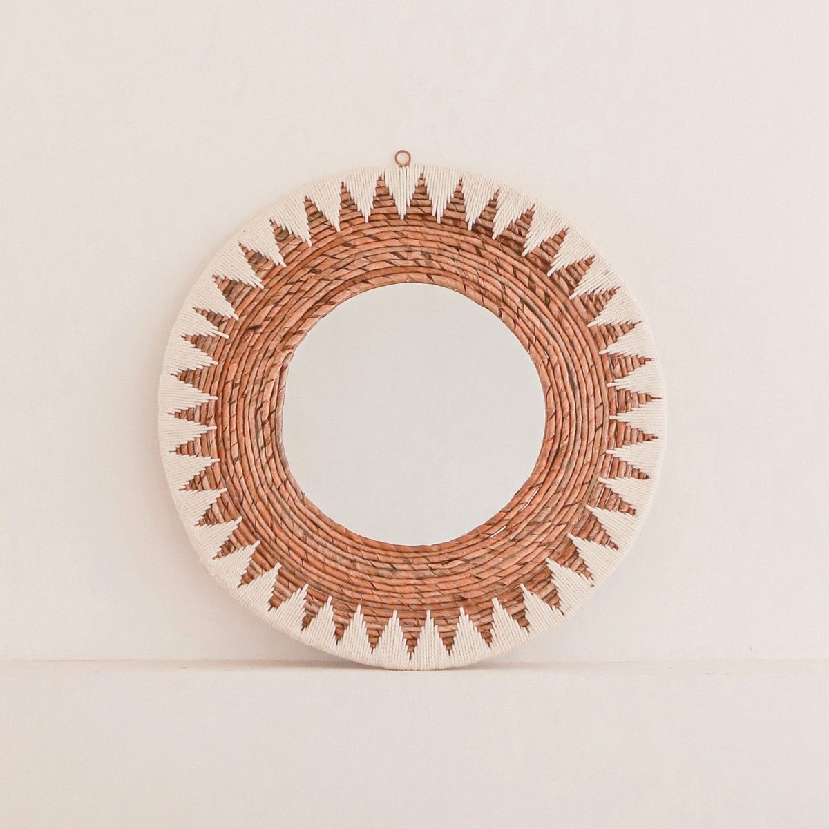 AWAN Boho Wall Mirror cotton cords basket handmade round design