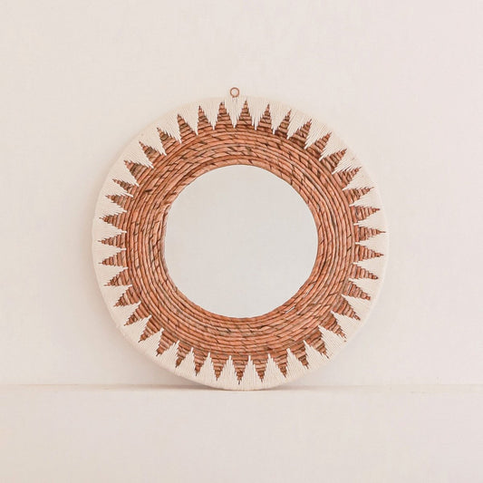 AWAN Boho Wall Mirror cotton cords basket handmade round design