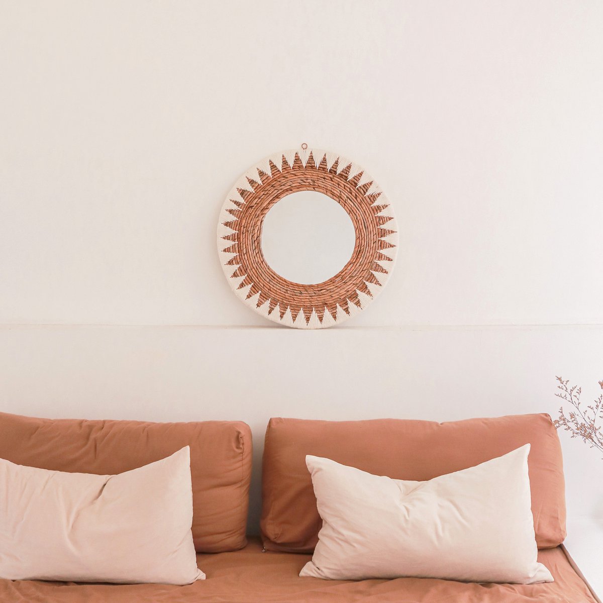 AWAN Handmade Wall Mirror basket with cotton cords boho style