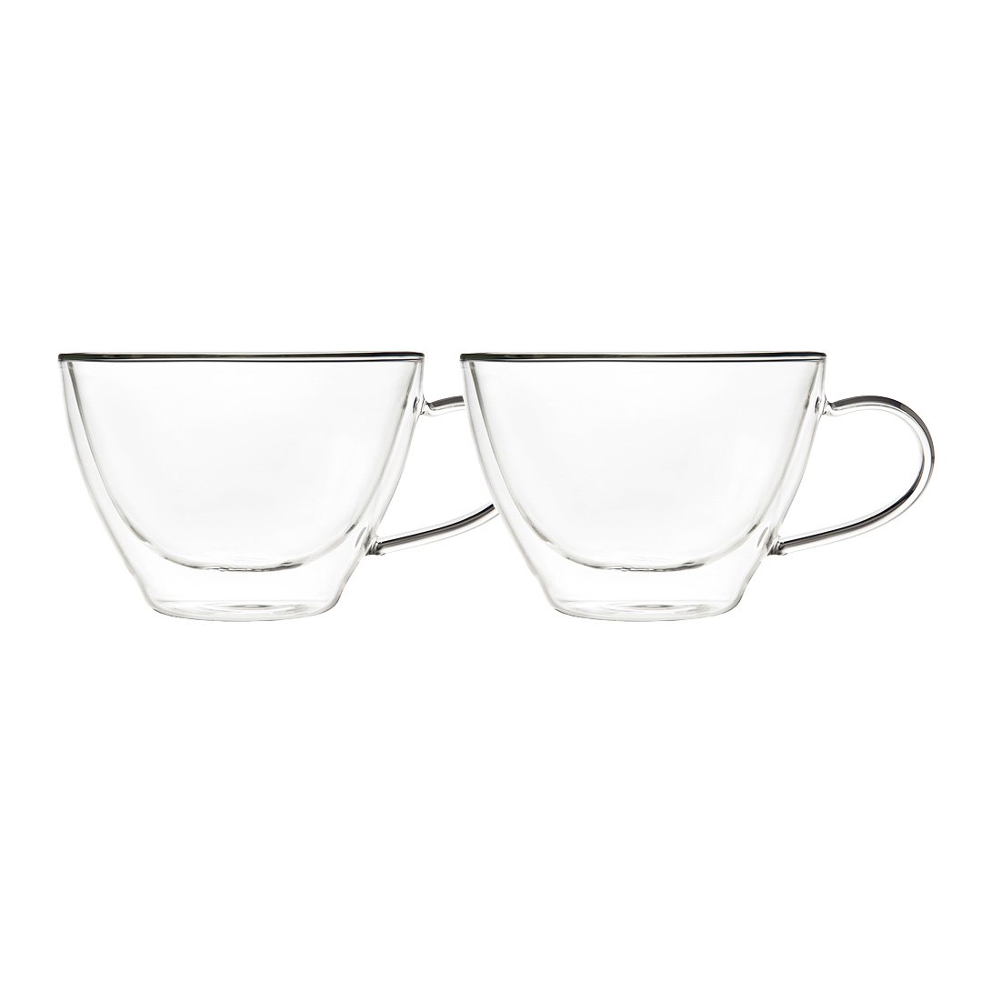 Set of 2 tea cups in double wall glass