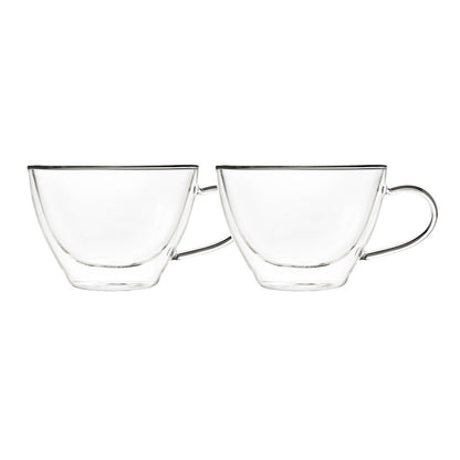 Set of 2 tea cups in double wall glass