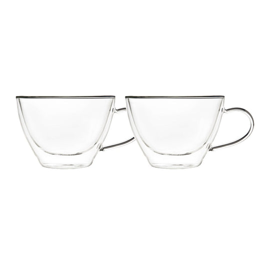 Set of 2 tea cups in double wall glass
