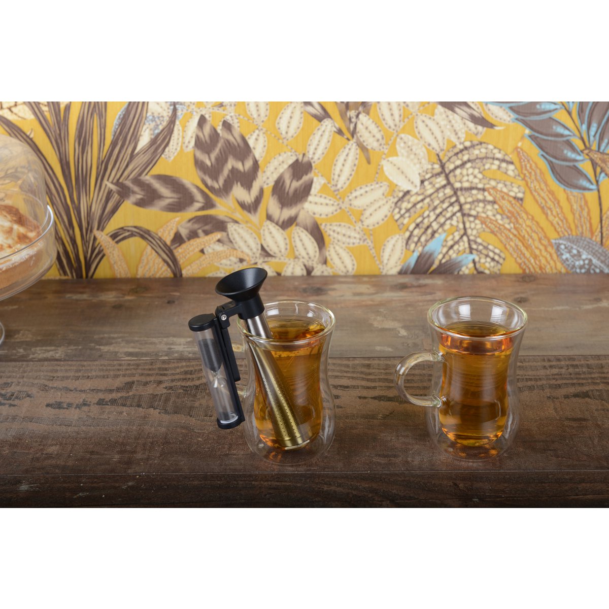 Double glass tea cups with handle - Lot of 2