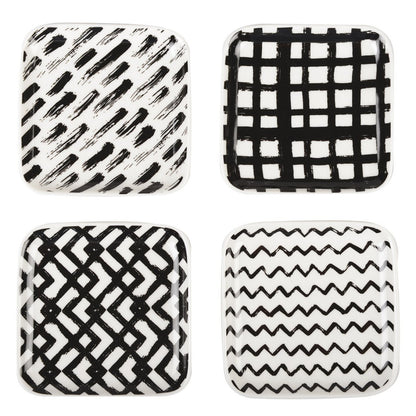 Black and white plates 9.5cm - Lot of 4
