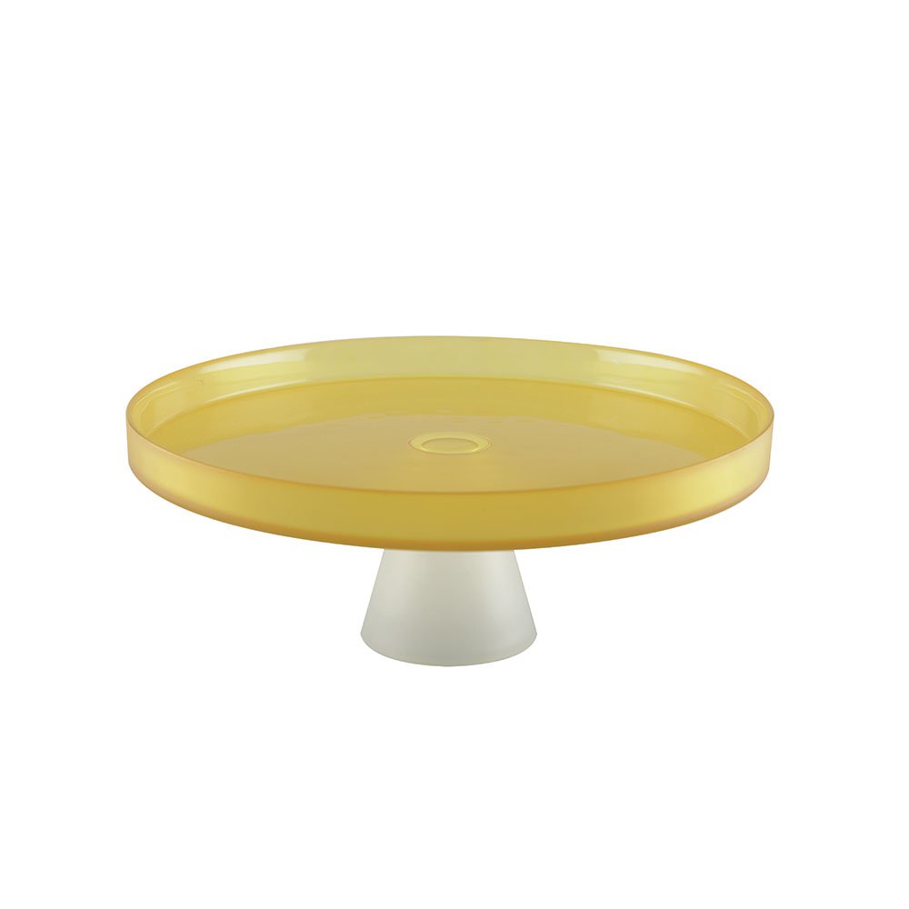 Cake stand - yellow on white foot
