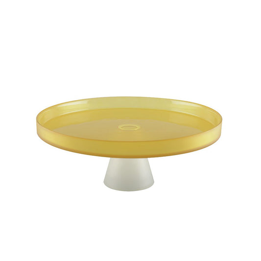 Cake stand - yellow on white foot