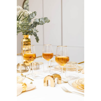 Set of 6 wine glasses with golden edge