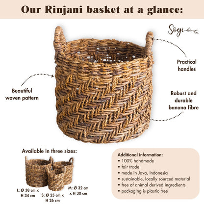 Banana Fibre Laundry Basket RINJANI basket with natural woven design