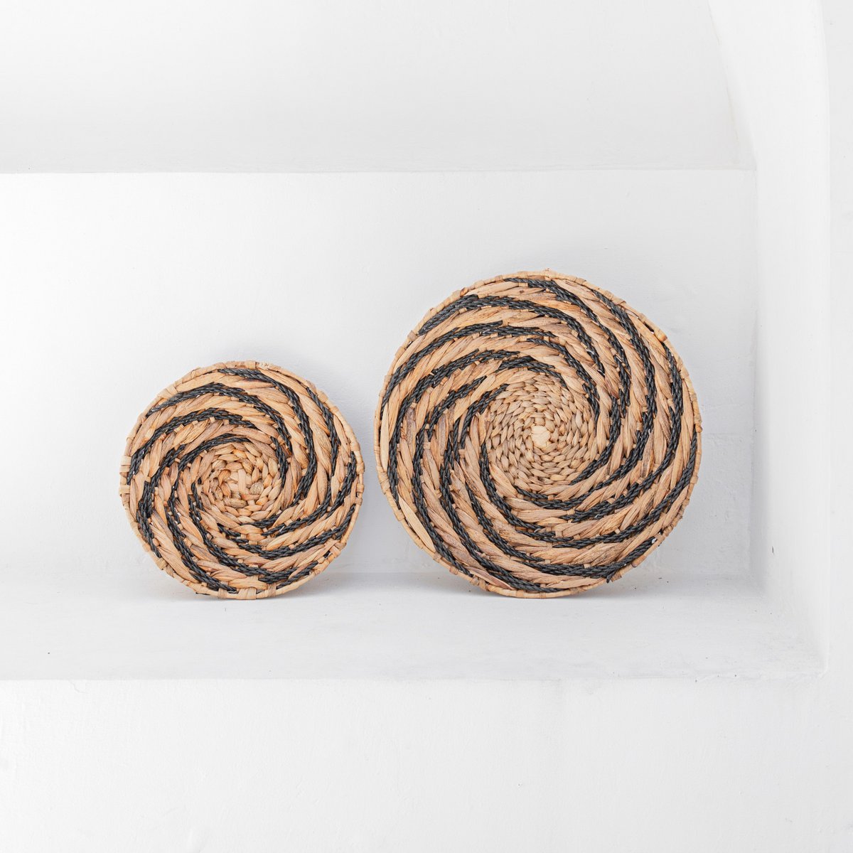 Bandung natural water hyacinth basket set boho home decor display