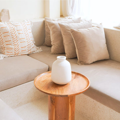 Bawa White Clay Vase – Small Round Decorative Flower Vase - CozyVibe.eu