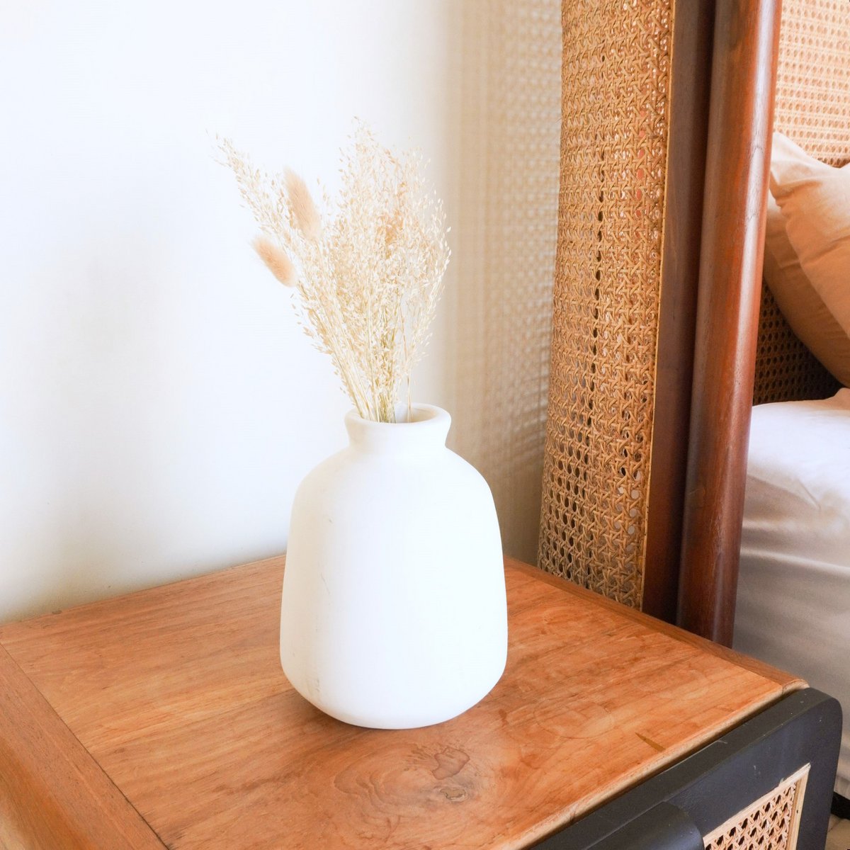 Bawa clay basket vase for boho dried flower arrangement