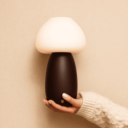 LED bear night light in dark brown, USB charging, portable