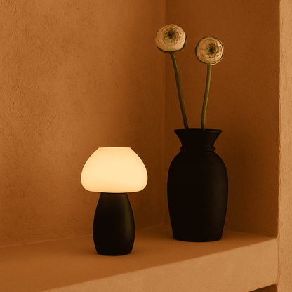 Bear Dark Brown – Rechargeable Lamp – Decorative bedside lamp placed near flower vase