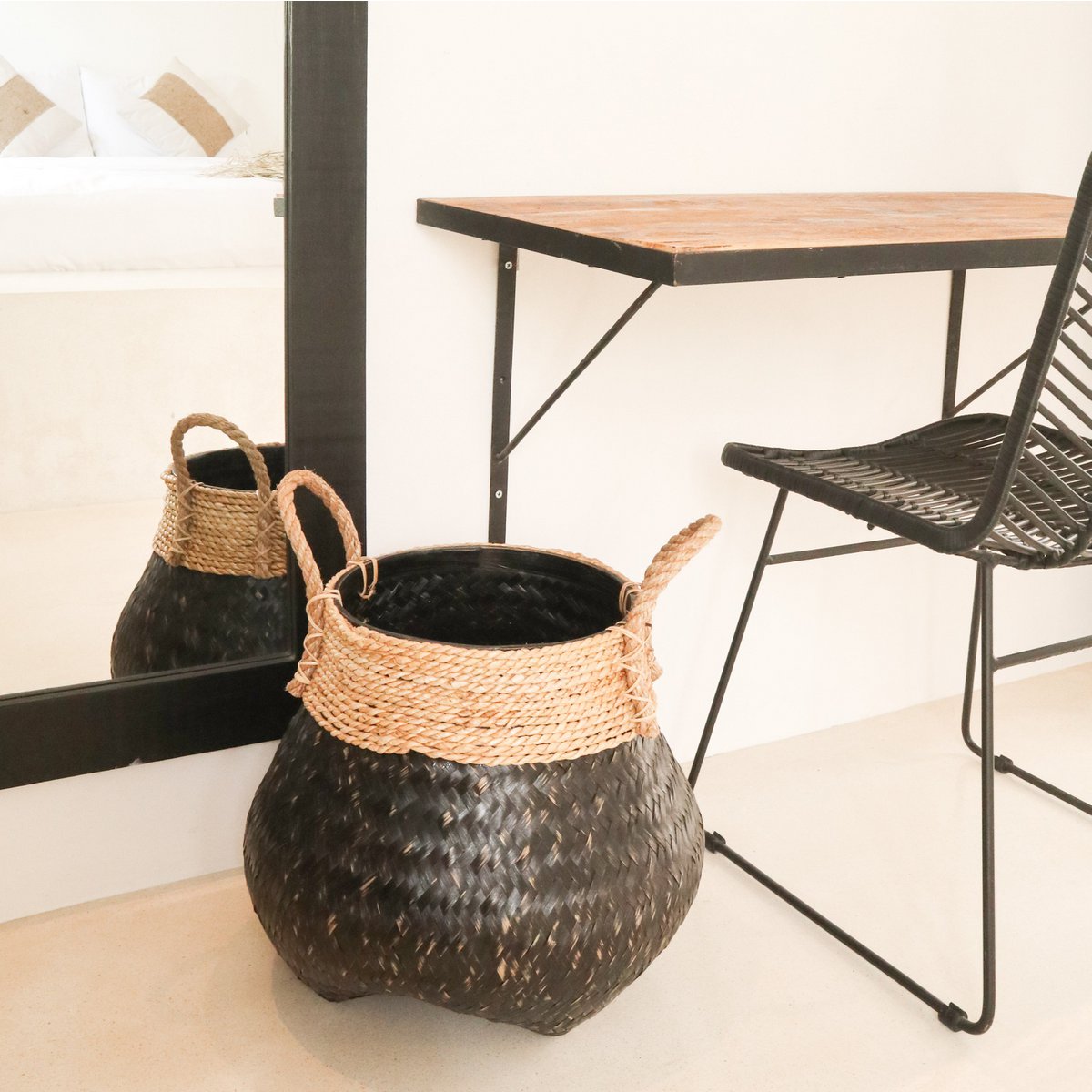 Decorative bamboo and seagrass basket for cozy home décor by CozyVibe

