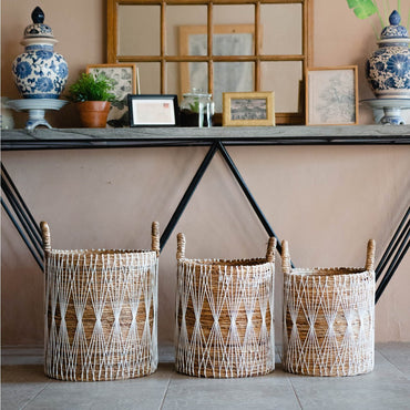 Boho Laundry Basket | Plant Basket | Storage Basket MANDURO made of Banana Fibre (3 sizes) - CozyVibe.eu