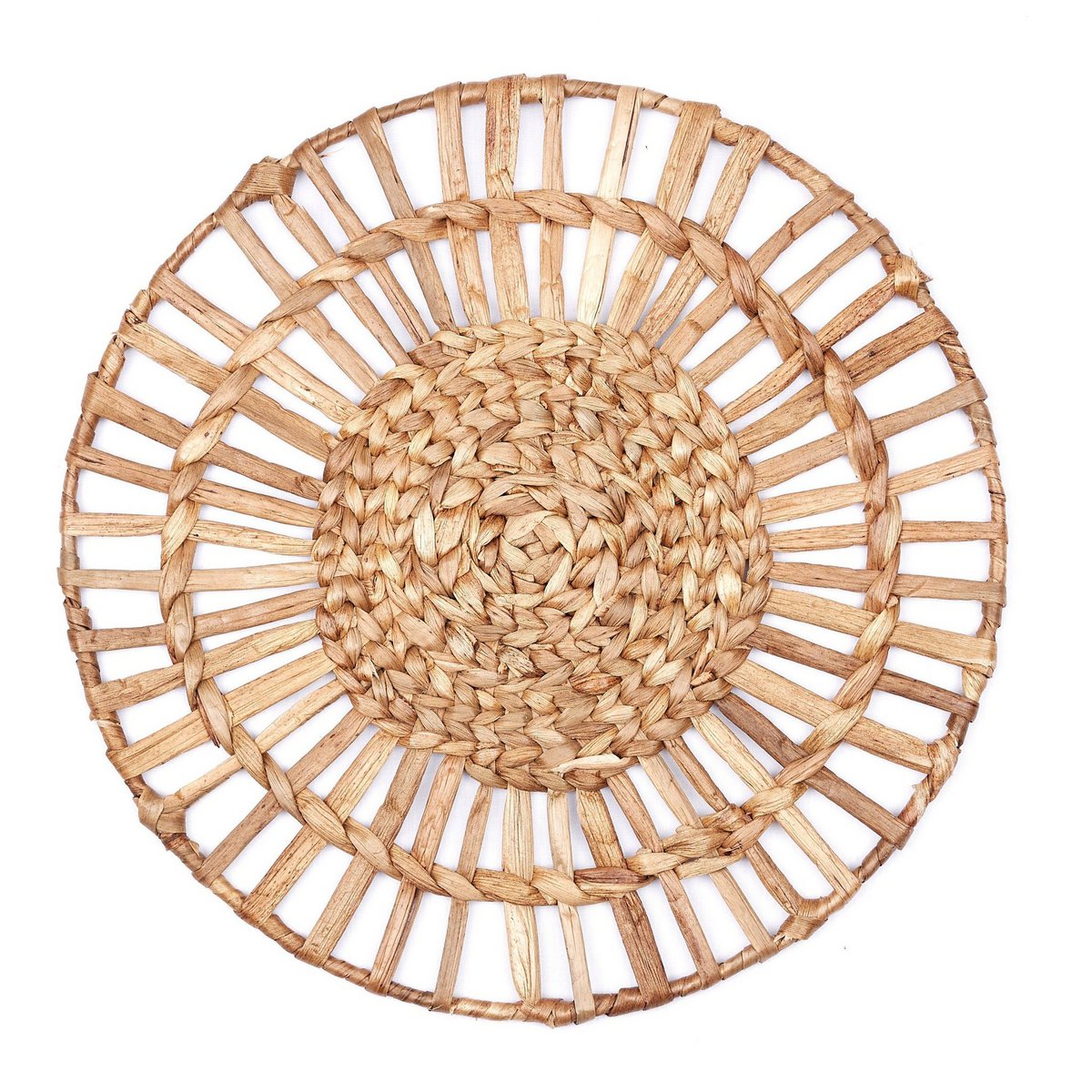 Boho water hyacinth basket placemat for natural table decoration