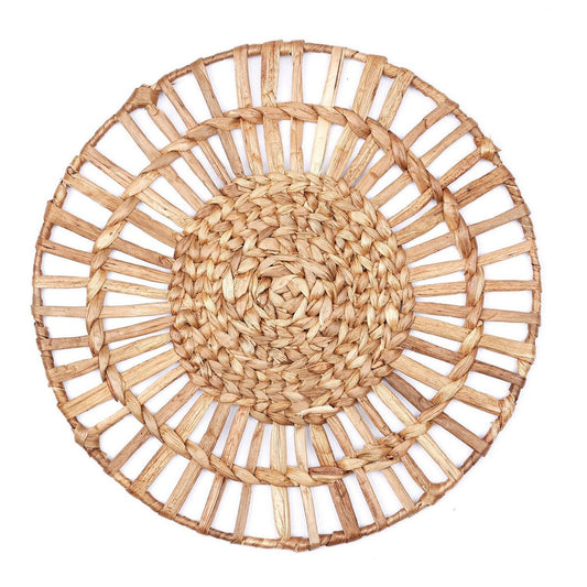 Boho water hyacinth basket placemat for natural table decoration