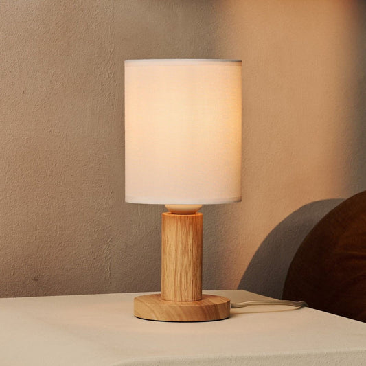 Boris Light Brown – Fabric Shade Lamp with wooden base bedside use