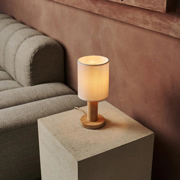 Boris Light Brown – Eco-friendly fabric shade lamp with natural wooden base