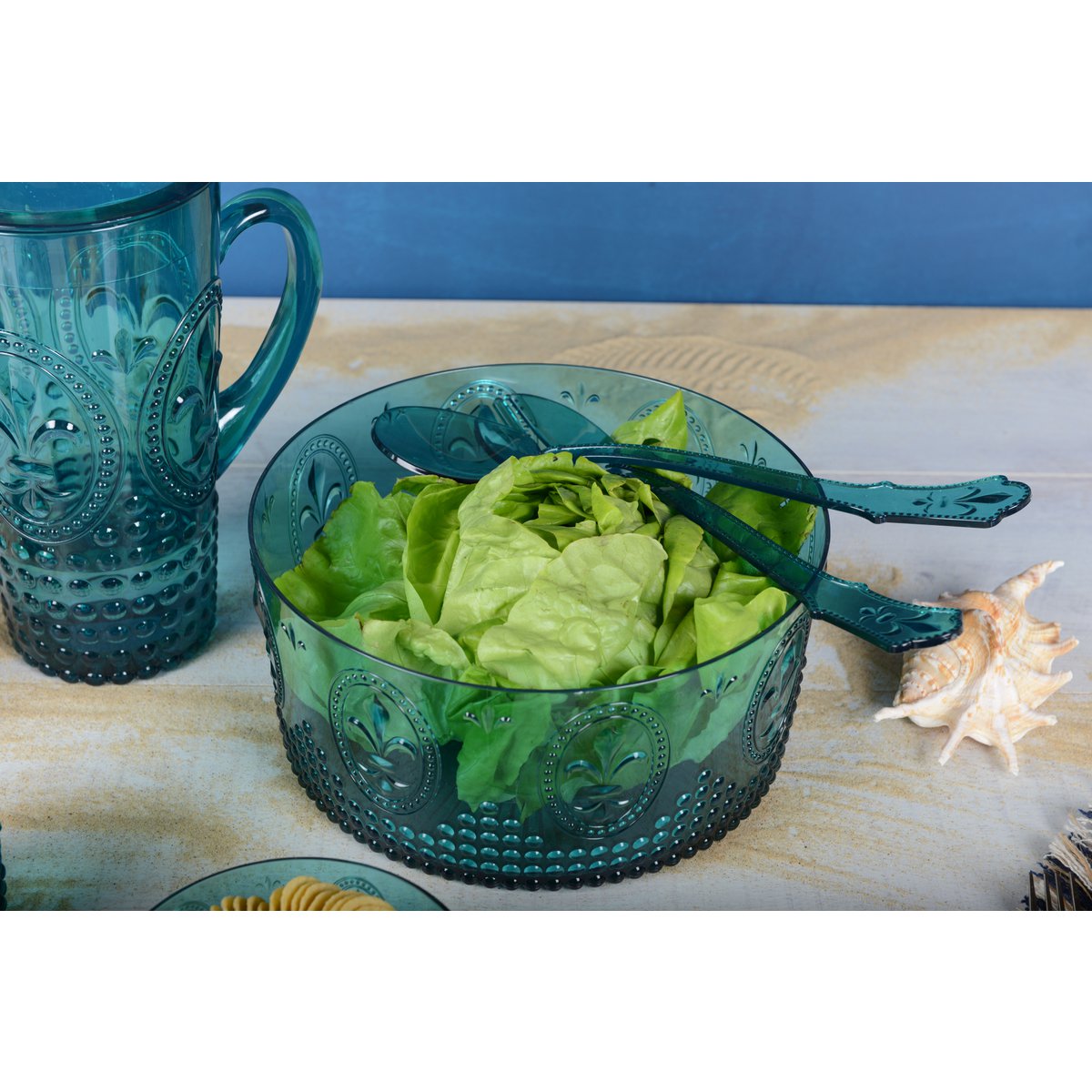 Türkisfarbene Acrylschale, 26cm, moderne Salat- und Obstschale, Küchenaccessoire | CozyVibe