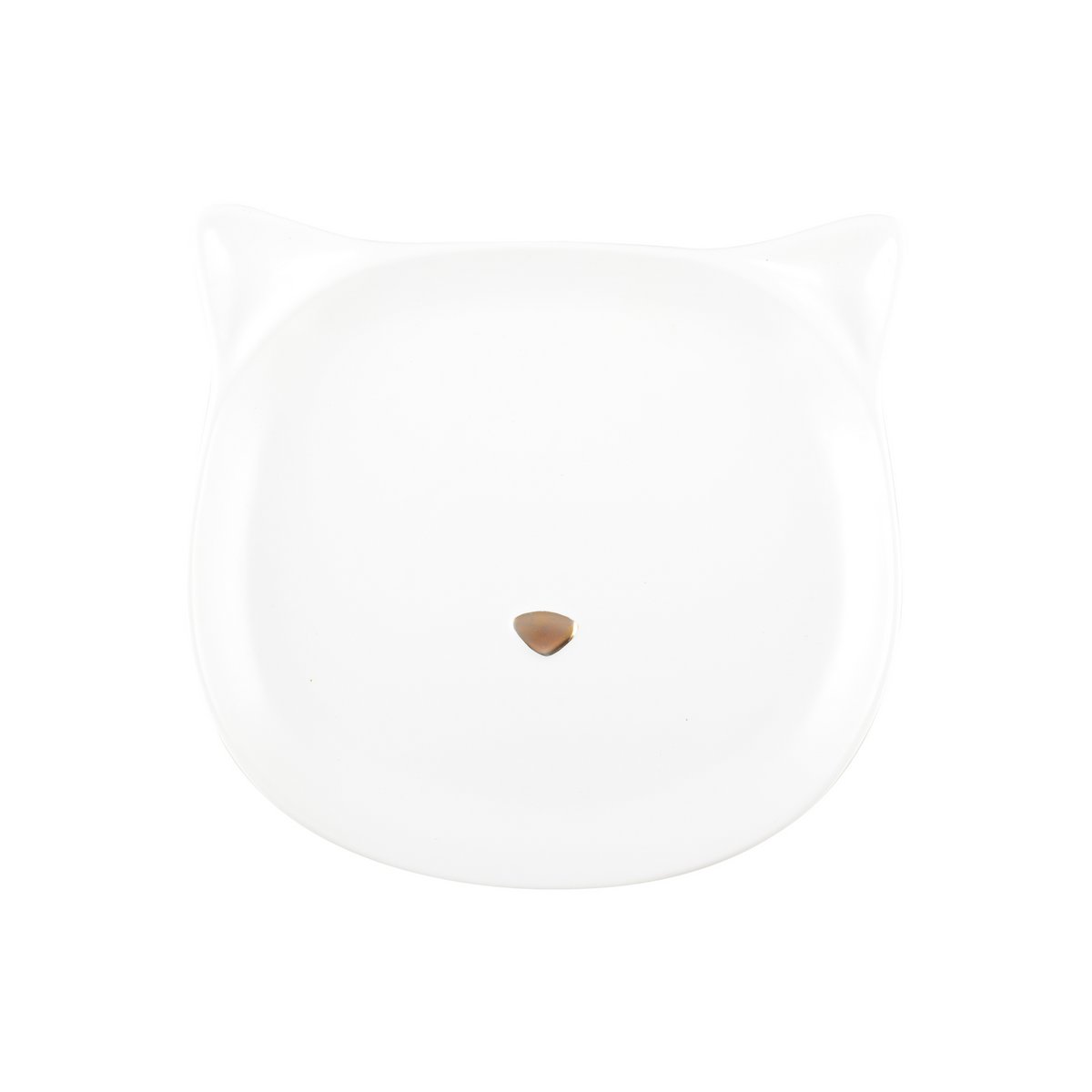 White plate in cat shape and golden nose