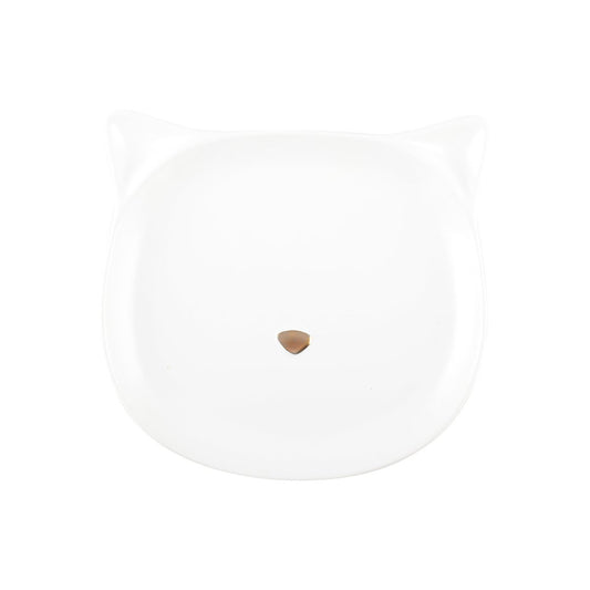 White plate in cat shape and golden nose