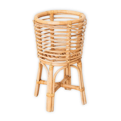 Rattan Plant Stand Round – Boho Planter – Rattan Plant Basket – Natural Flower Stand for Pots up to Ø20 cm AKARA