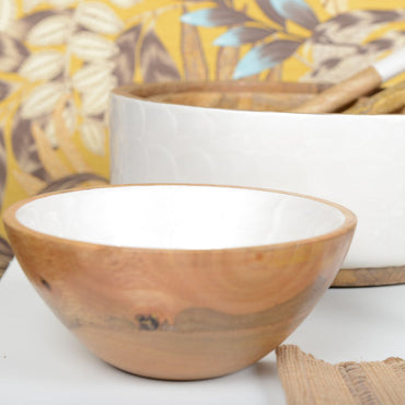 Wooden&White bowl 18cm