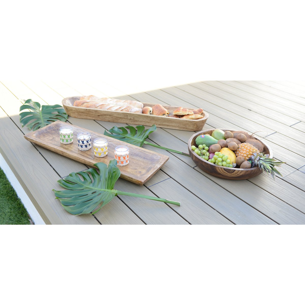 Decorative wooden tray 80x28x4.5cm