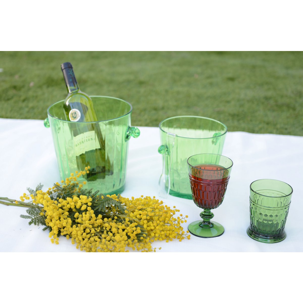 Acrylic green wine glasses - Lot of 6