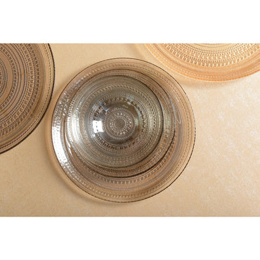 Caesar Smoked Glass Plate – Elegant Round Table Decoration - CozyVibe.eu