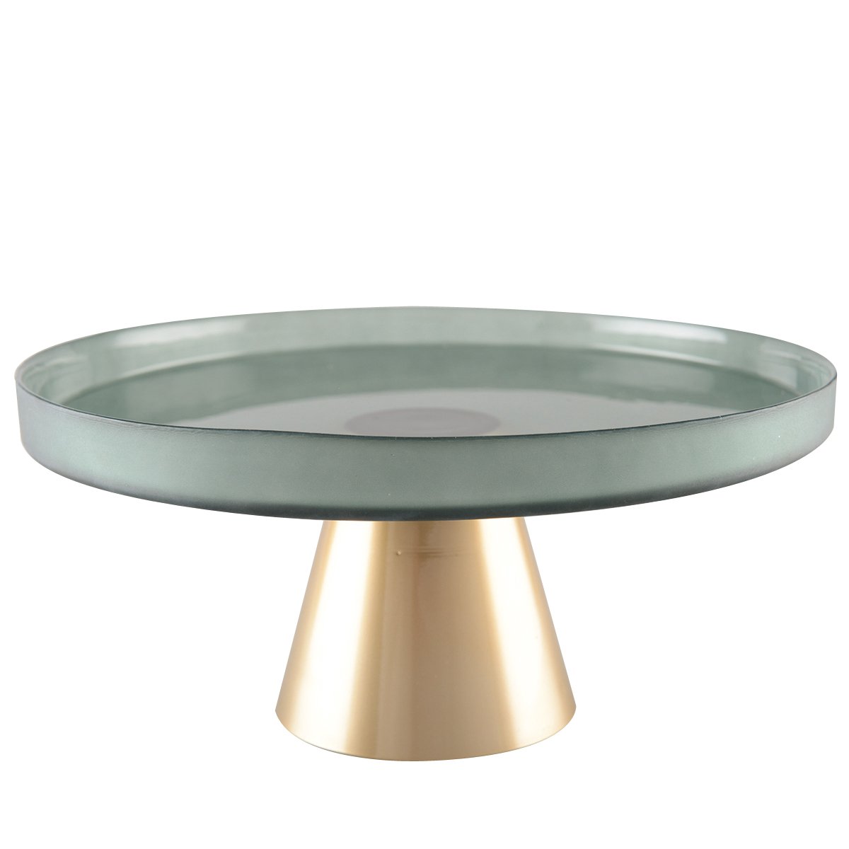 Cake stand green on gold foot 21x21x8cm - CozyVibe.eu