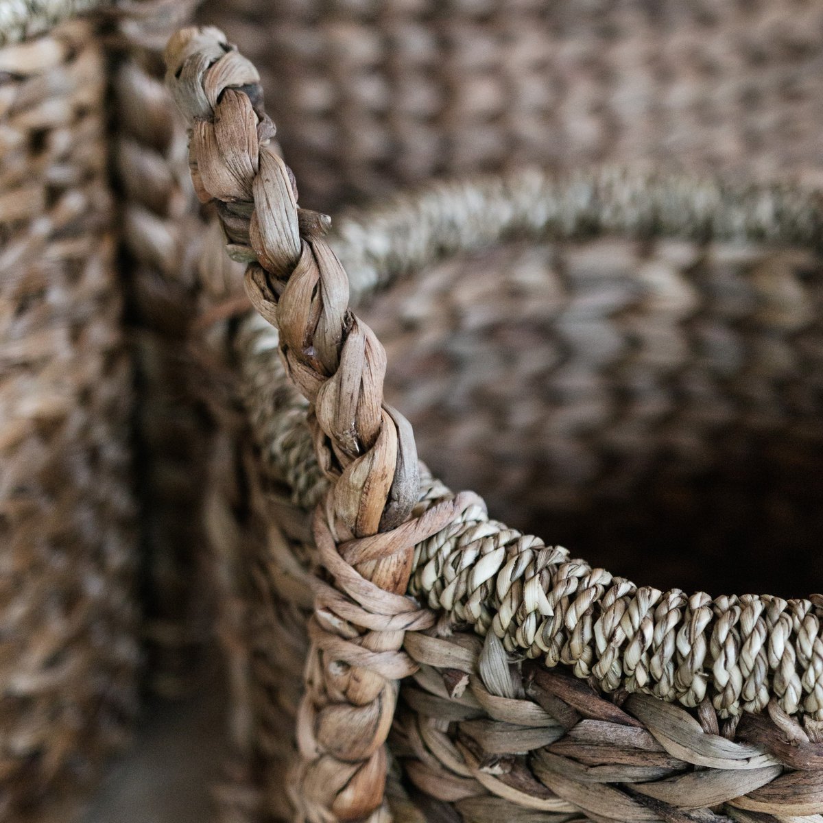 CozyVibe water hyacinth basket for living room décor

