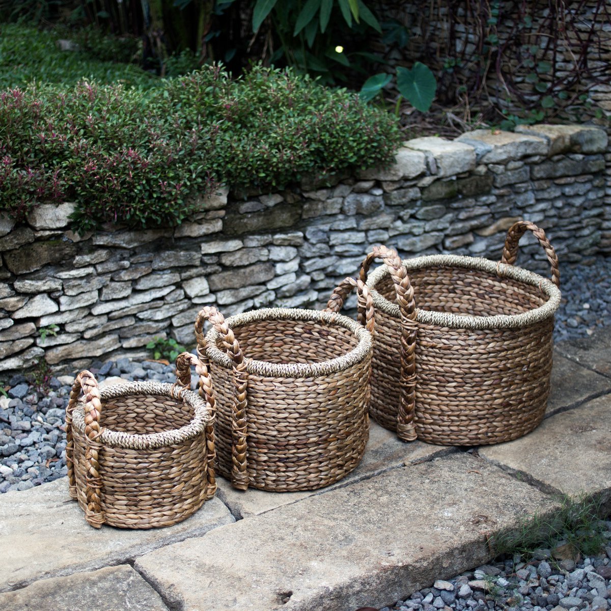 CANGGU Water Hyacinth Basket handwoven basket for plants and storage