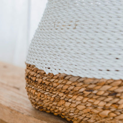 Woven Storage Basket White – Boho Decorative Basket – Square Laundry Basket – Shelf Basket Made of Banana Fibre MAJALENGKA white (3 sizes)