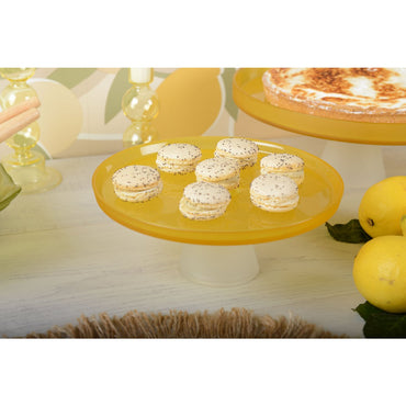 Yellow cake stands on white foot 21cm - Lemon