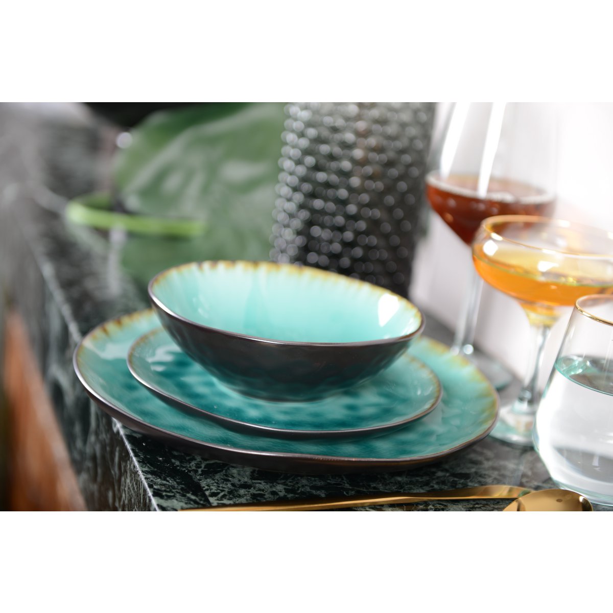 Turquoise green dessert plate