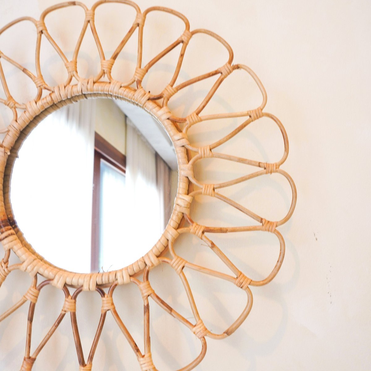 Danau rattan basket mirror for entryway wall styling