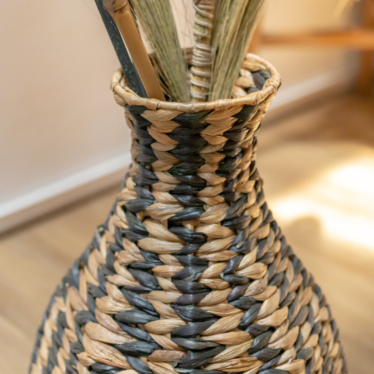 DAYANA Boho Vase black water hyacinth basket for living room