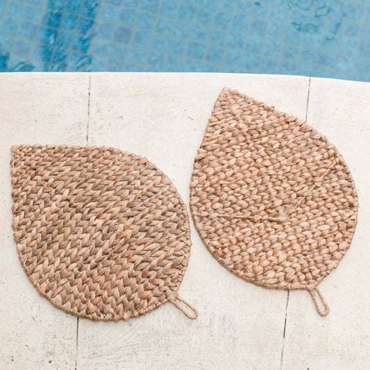 DITU Placemats water hyacinth basket leaf shaped placemats for dining table