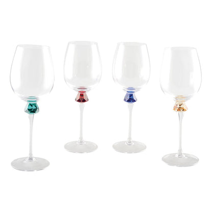 Lot of 4 wine glasses with extra accent on foot