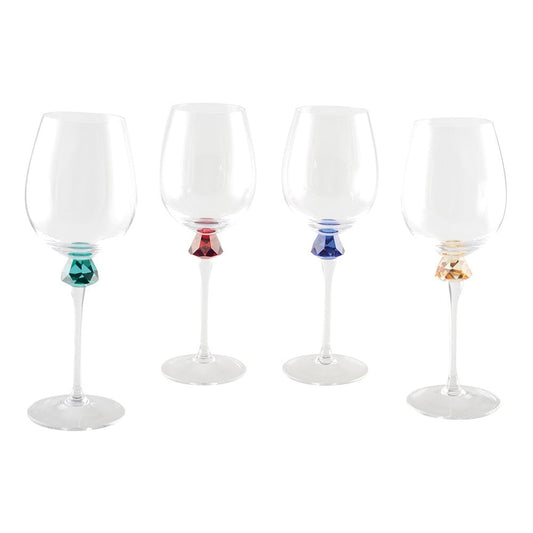 Lot of 4 wine glasses with extra accent on foot