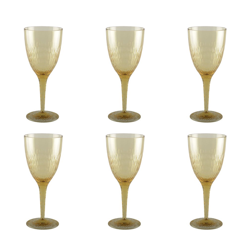 Acrylic yellow wine glasses - Lot of 6