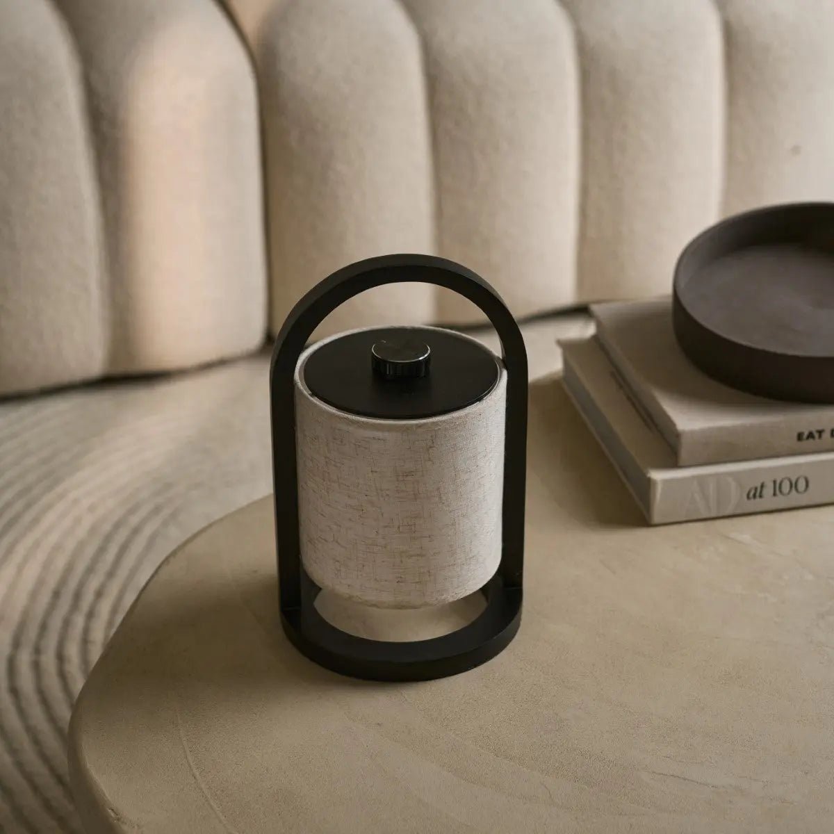 River Black Cordless Wooden Lamp – Rechargeable & Dimmable