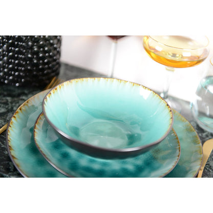 Turquoise green soup bowl